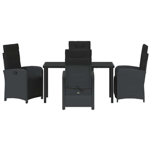 Σέτ φαγητού για κήπο με μαξιλάρι 5 pcs Μαύρο συνθετικό ρατάν - Pakobazaar