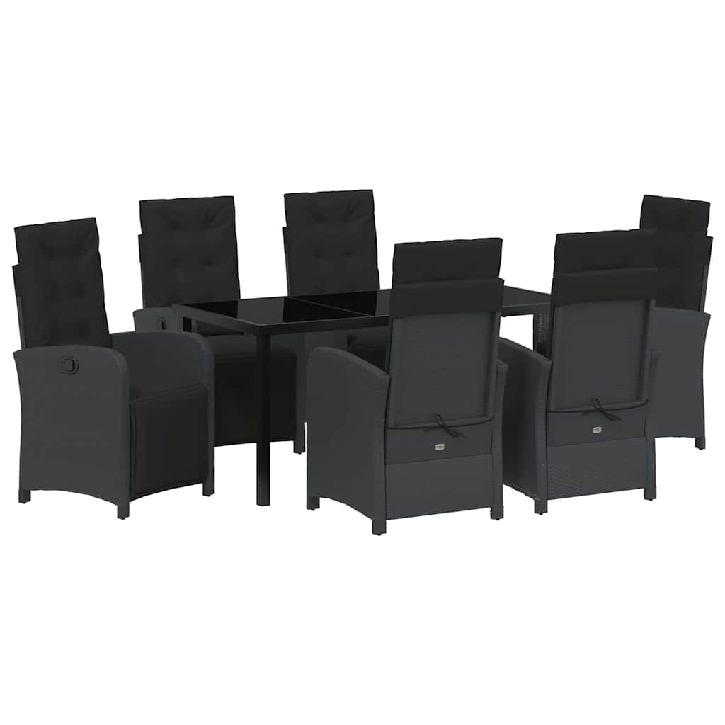 Σέτ φαγητού για κήπο με μαξιλάρι 7 pcs Μαύρο συνθετικό ρατάν - Pakobazaar