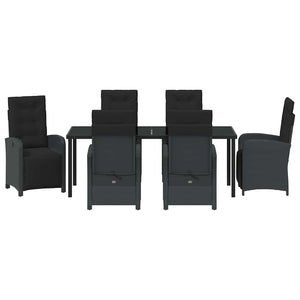Σέτ φαγητού για κήπο με μαξιλάρι 7 pcs Μαύρο συνθετικό ρατάν - Pakobazaar
