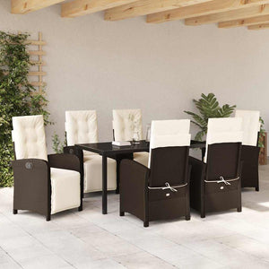 Σέτ φαγητού για κήπο με μαξιλάρι 7 pcs Καφέ συνθετικό ρατάν - Pakobazaar