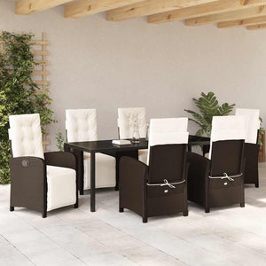 Σέτ φαγητού για κήπο με μαξιλάρι 7 pcs Καφέ συνθετικό ρατάν - Pakobazaar