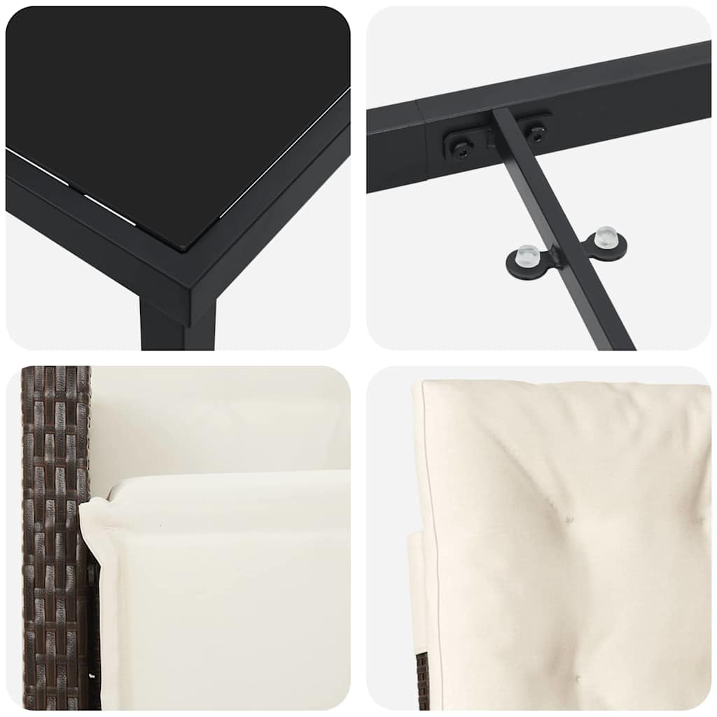 Σέτ φαγητού για κήπο με μαξιλάρι 9 pcs Καφέ συνθετικό ρατάν - Pakobazaar