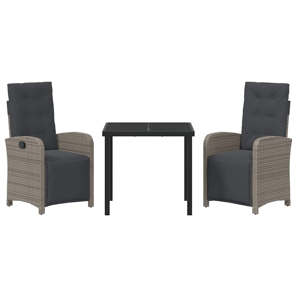 Σέτ φαγητού για κήπο με μαξιλάρι 3 pcs Γκρι συνθετικό ρατάν - Pakobazaar