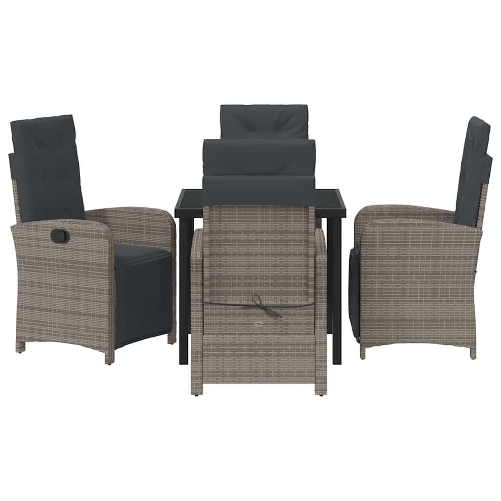 Σέτ φαγητού για κήπο με μαξιλάρι 5 pcs Γκρι συνθετικό ρατάν - Pakobazaar