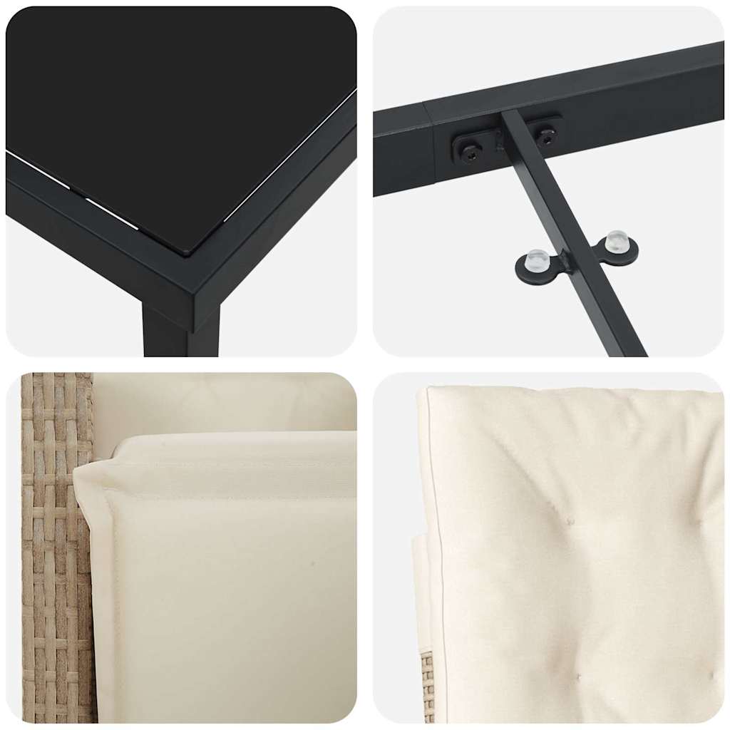 Σέτ φαγητού για κήπο με μαξιλάρι 7 pcs Μπεζ συνθετικό ρατάν - Pakobazaar