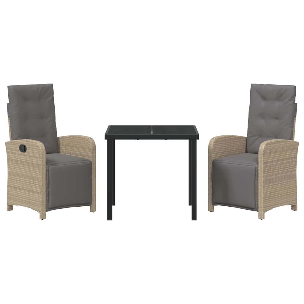 Σέτ φαγητού για κήπο με μαξιλάρι 3 pcs Μπεζ συνθετικό ρατάν - Pakobazaar