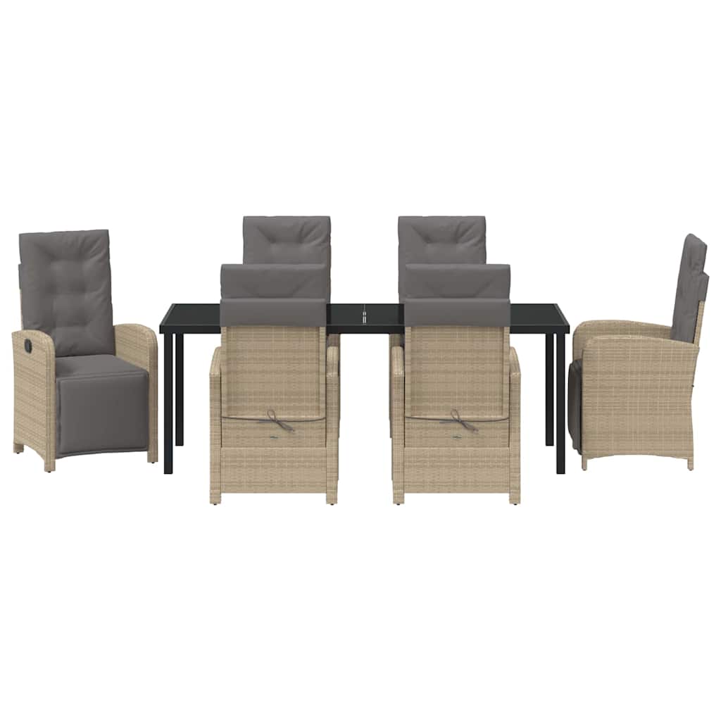 Σέτ φαγητού για κήπο με μαξιλάρι 7 pcs Μπεζ συνθετικό ρατάν - Pakobazaar