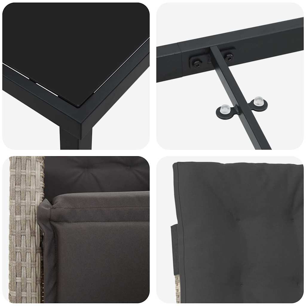 Σέτ φαγητού για κήπο 7 pcs Ανοιχτό γκρι συνθετικό ρατάν - Pakobazaar