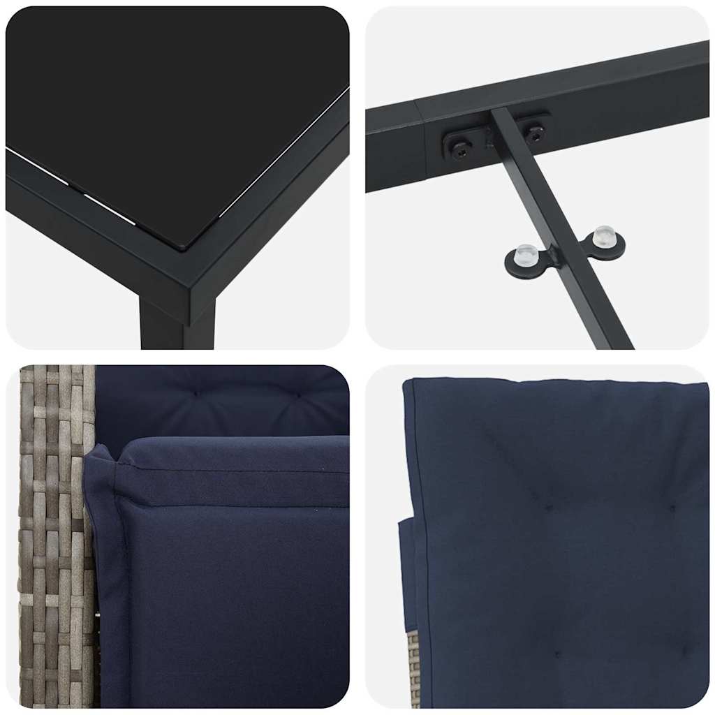 Σέτ φαγητού για κήπο με μαξιλάρι 5 pcs Γκρι συνθετικό ρατάν - Pakobazaar