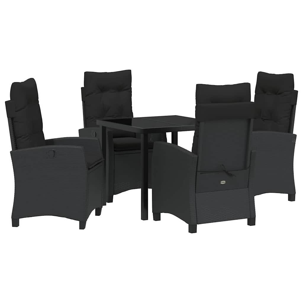 Σέτ φαγητού για κήπο με μαξιλάρι 5 pcs Μαύρο συνθετικό ρατάν - Pakobazaar