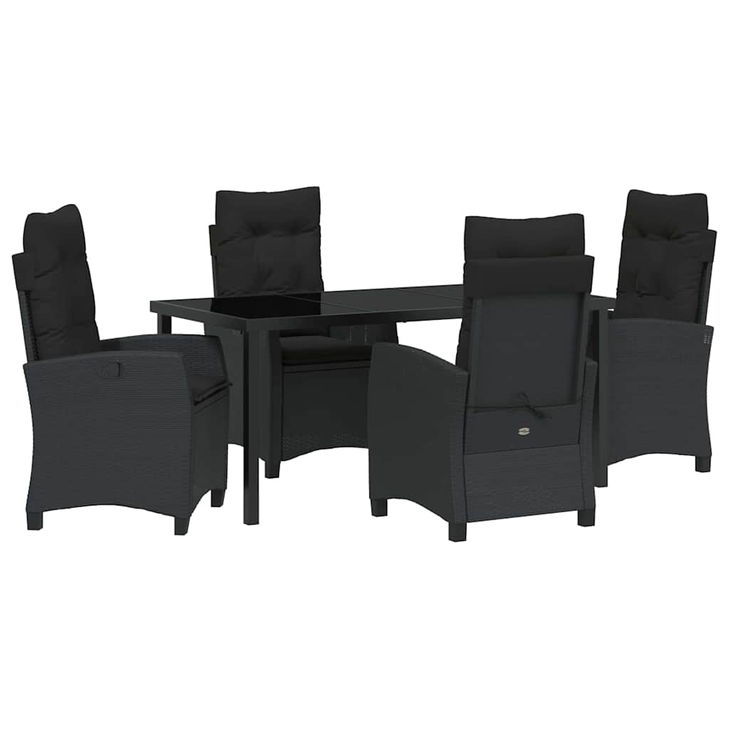 Σέτ φαγητού για κήπο με μαξιλάρι 5 pcs Μαύρο συνθετικό ρατάν - Pakobazaar