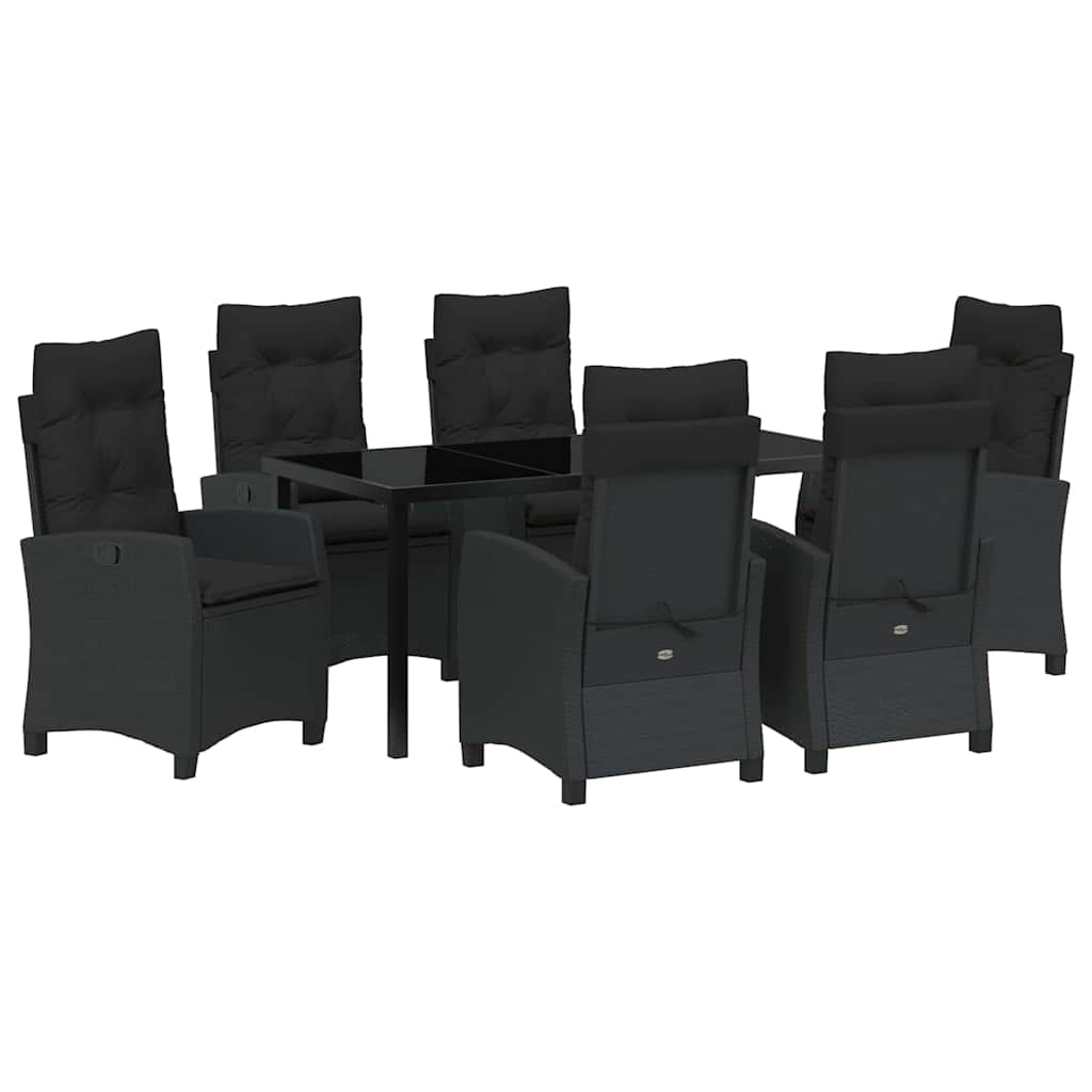 Σέτ φαγητού για κήπο με μαξιλάρι 7 pcs Μαύρο συνθετικό ρατάν - Pakobazaar