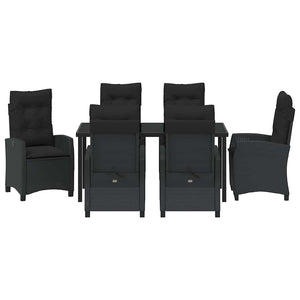 Σέτ φαγητού για κήπο με μαξιλάρι 7 pcs Μαύρο συνθετικό ρατάν - Pakobazaar