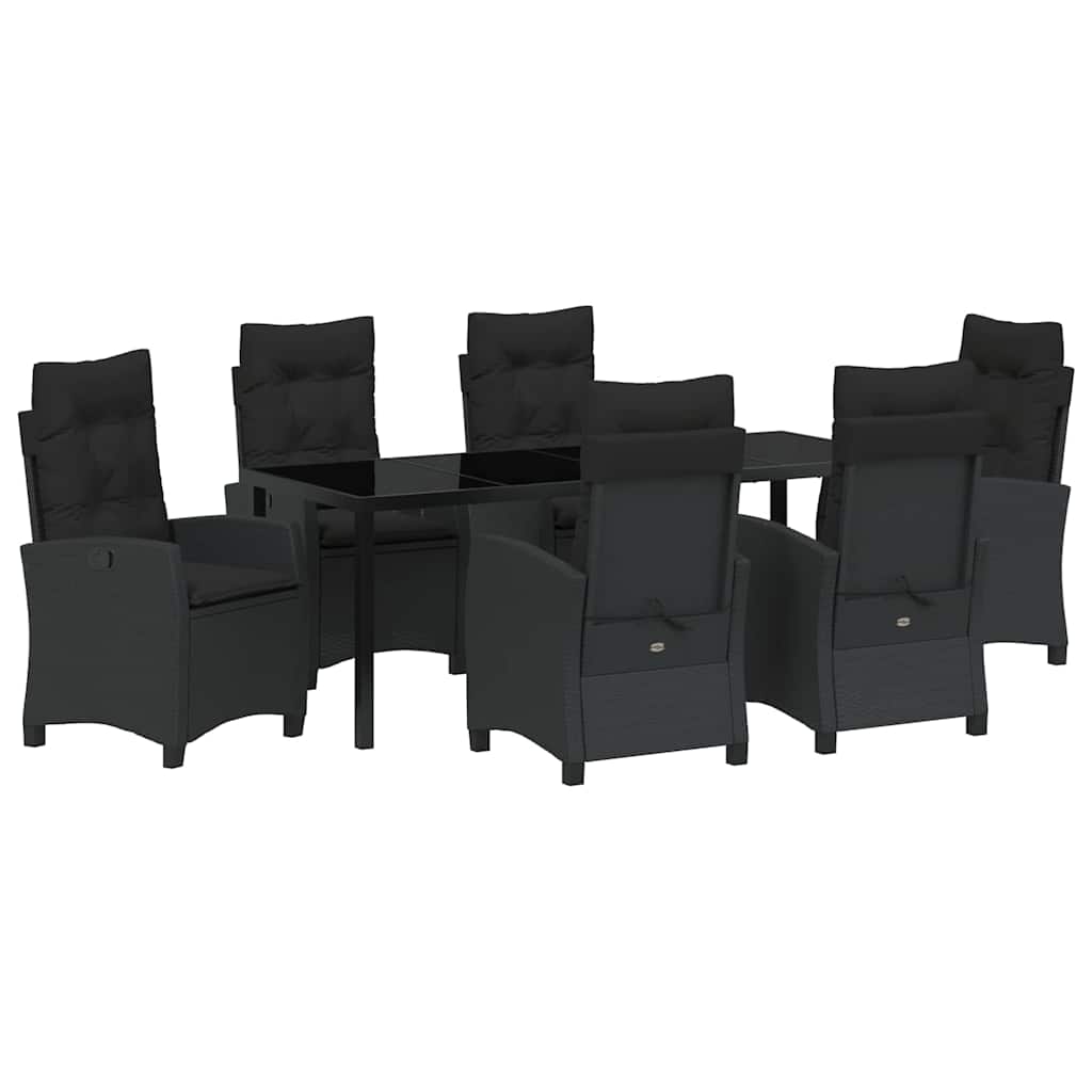 Σέτ φαγητού για κήπο με μαξιλάρι 7 pcs Μαύρο συνθετικό ρατάν - Pakobazaar