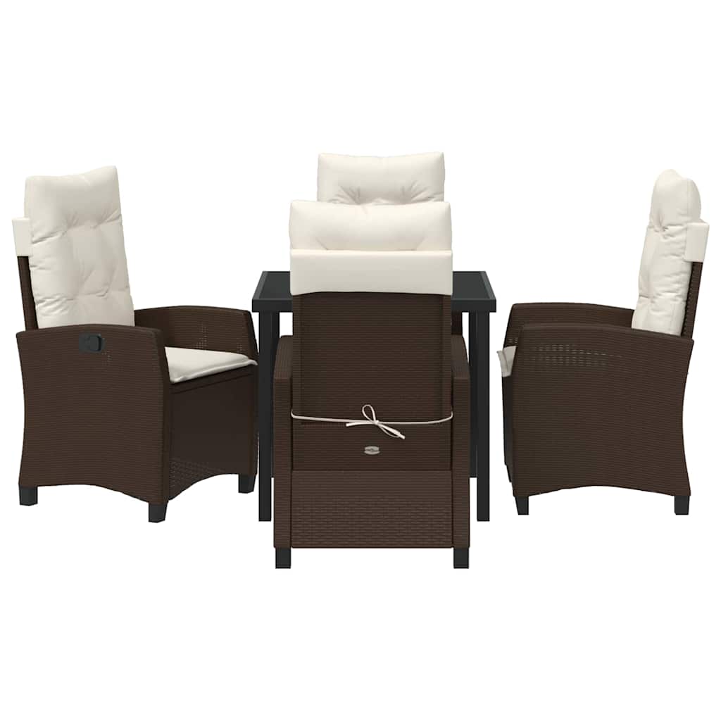 Σέτ φαγητού για κήπο με μαξιλάρι 5 pcs Καφέ συνθετικό ρατάν - Pakobazaar