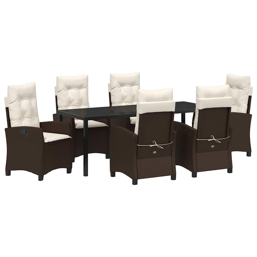 Σέτ φαγητού για κήπο με μαξιλάρι 7 pcs Καφέ συνθετικό ρατάν - Pakobazaar