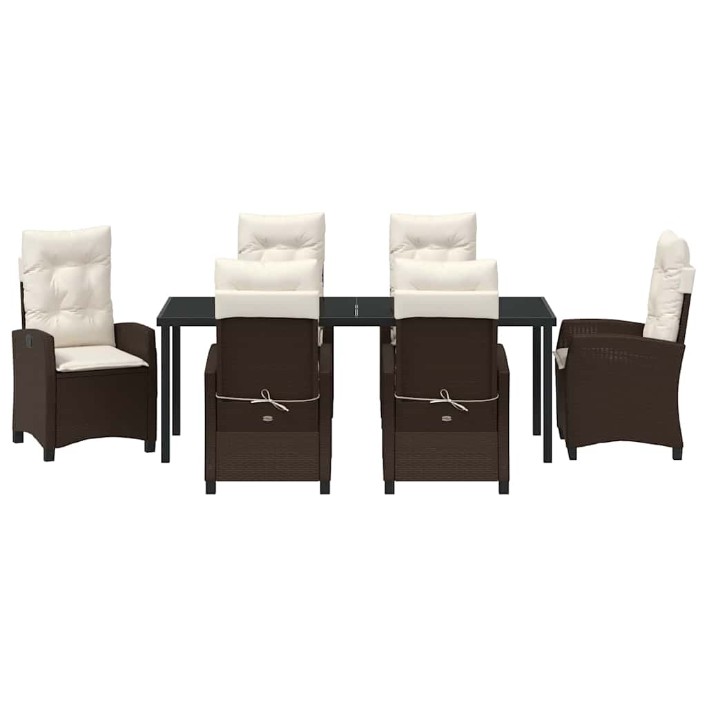 Σέτ φαγητού για κήπο με μαξιλάρι 7 pcs Καφέ συνθετικό ρατάν - Pakobazaar