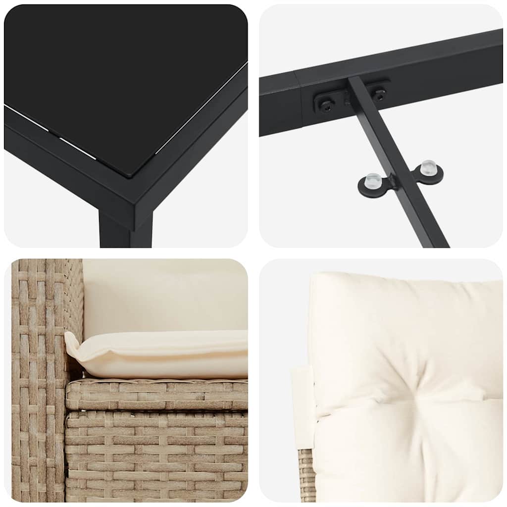 Σέτ φαγητού για κήπο με μαξιλάρι 5 pcs Μπεζ συνθετικό ρατάν - Pakobazaar