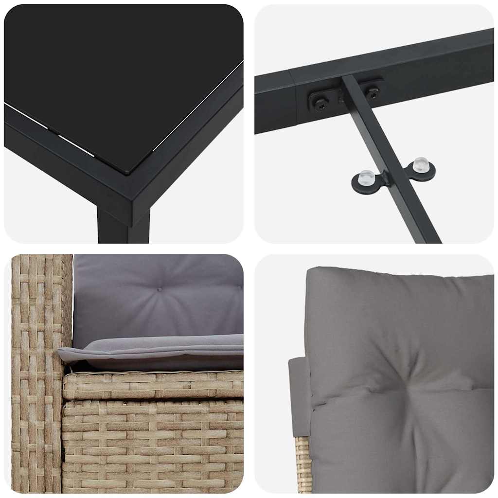 Σέτ φαγητού για κήπο με μαξιλάρι 5 pcs Μπεζ συνθετικό ρατάν - Pakobazaar