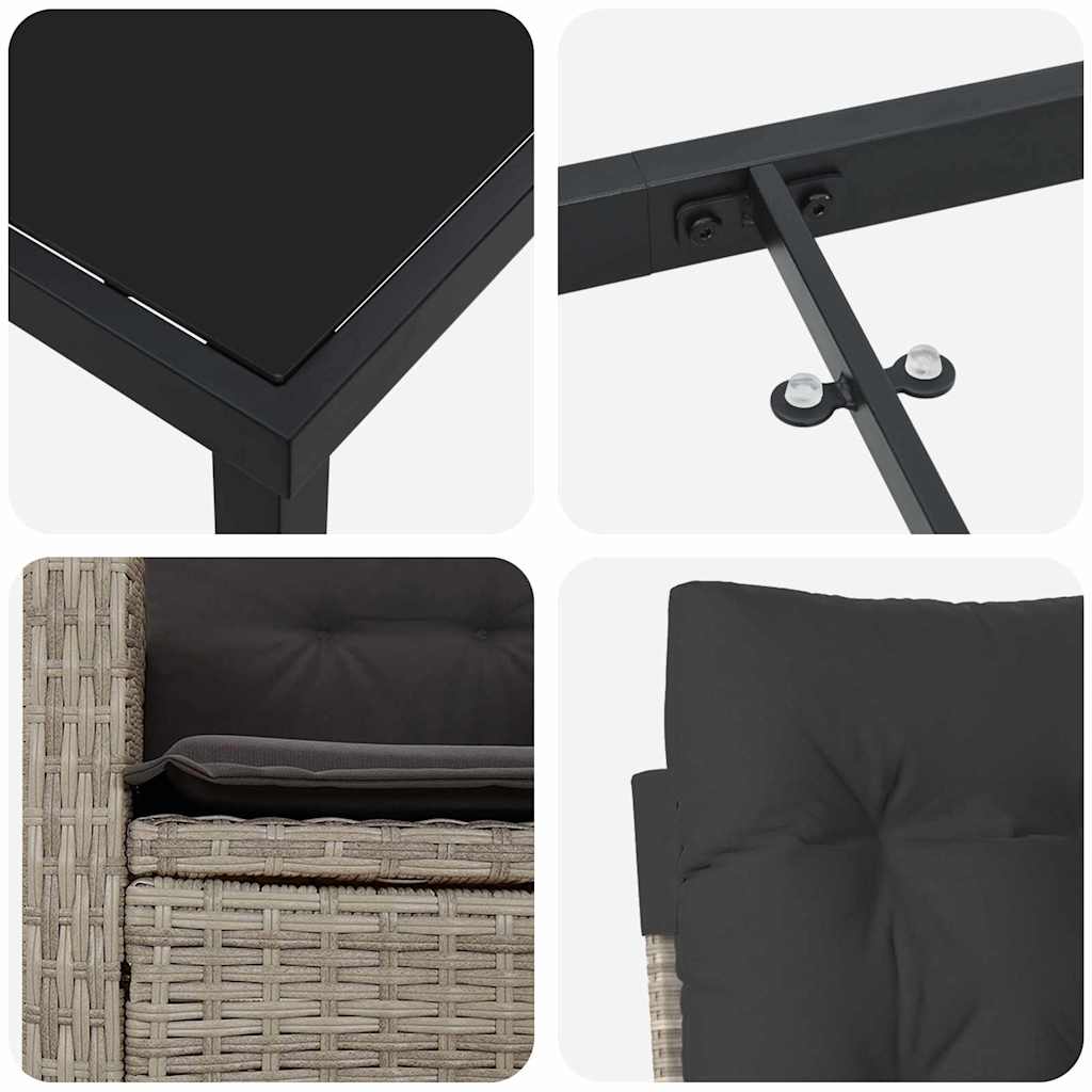 Σέτ φαγητού για κήπο 7 pcs Ανοιχτό γκρι συνθετικό ρατάν - Pakobazaar