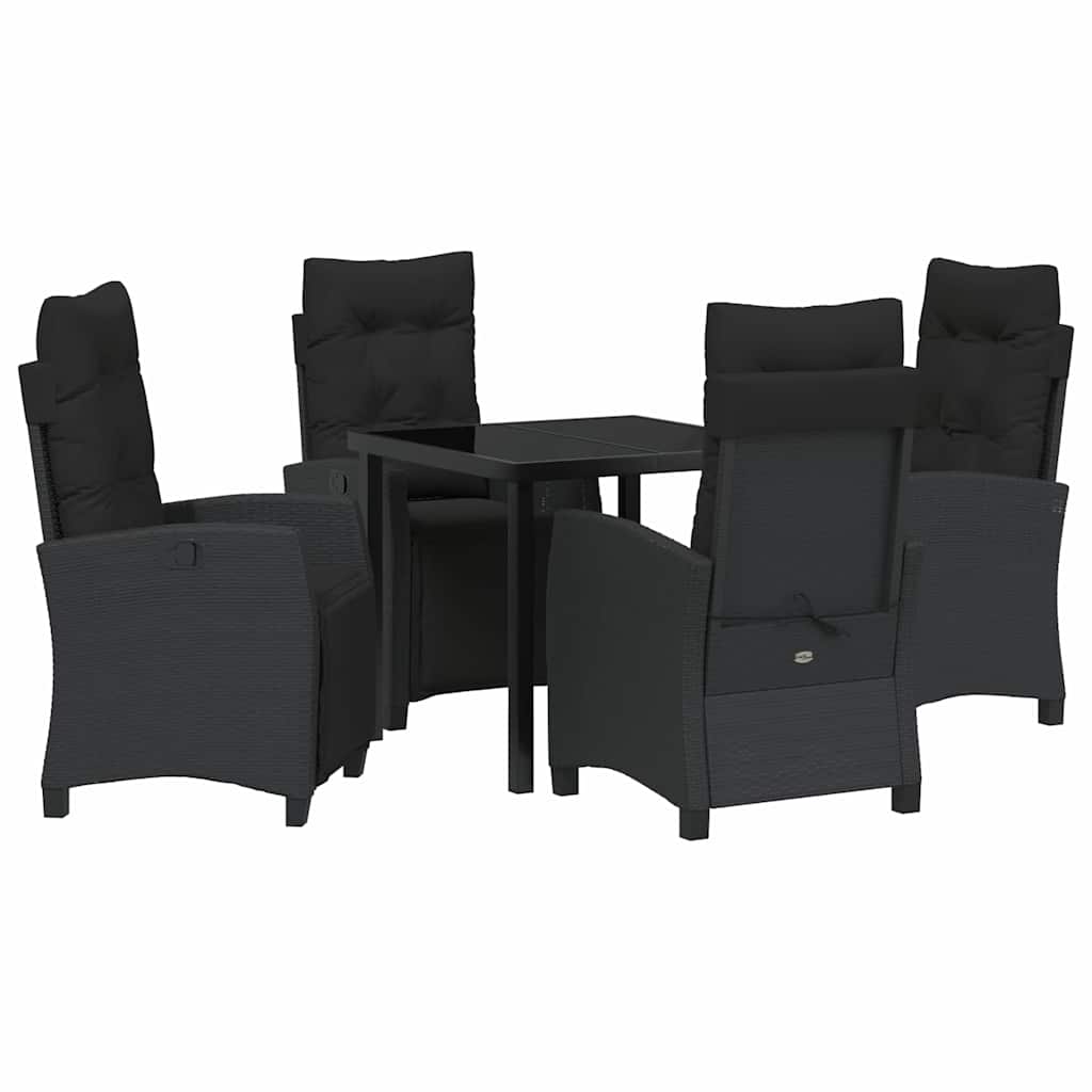 Σέτ φαγητού για κήπο με μαξιλάρι 5 pcs Μαύρο συνθετικό ρατάν - Pakobazaar