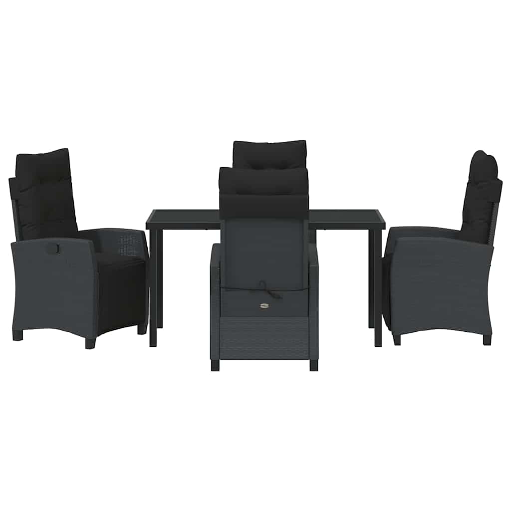 Σέτ φαγητού για κήπο με μαξιλάρι 5 pcs Μαύρο συνθετικό ρατάν - Pakobazaar