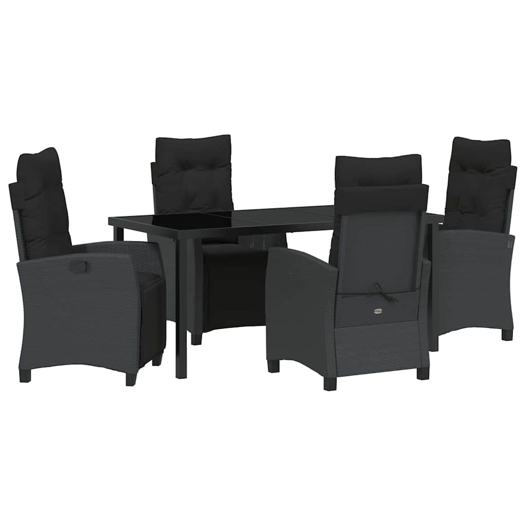 Σέτ φαγητού για κήπο με μαξιλάρι 5 pcs Μαύρο συνθετικό ρατάν - Pakobazaar