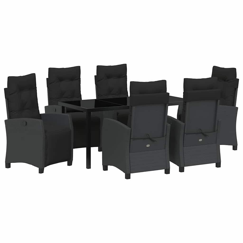 Σέτ φαγητού για κήπο με μαξιλάρι 7 pcs Μαύρο συνθετικό ρατάν - Pakobazaar