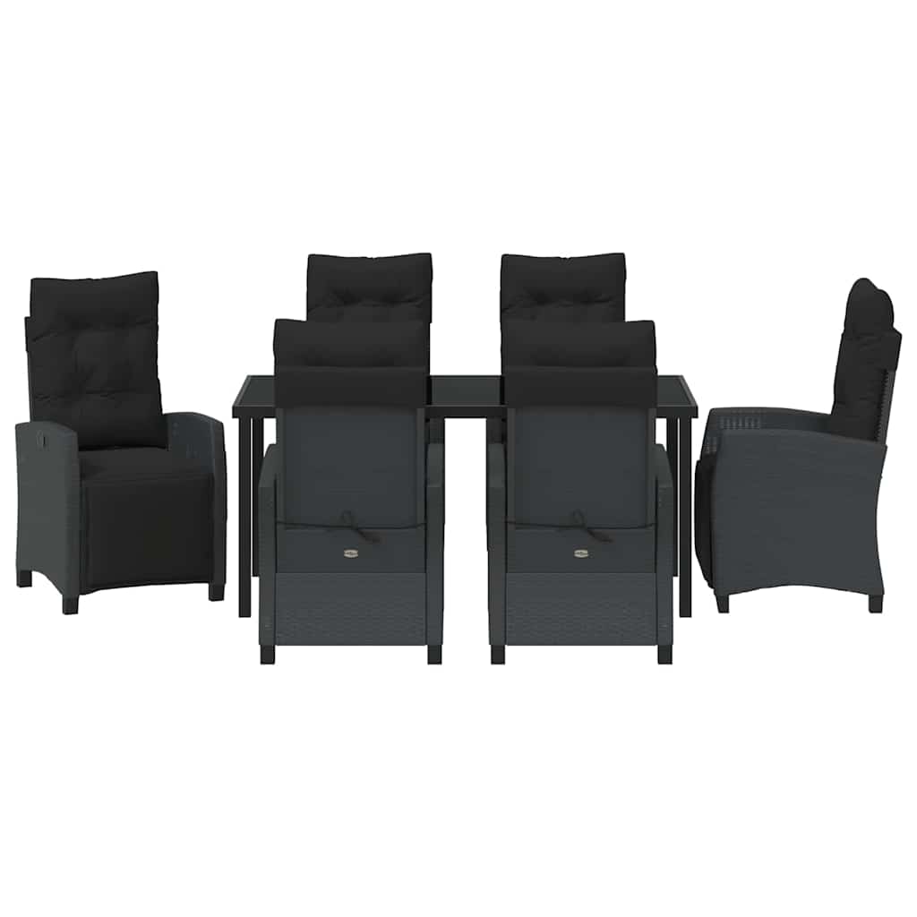 Σέτ φαγητού για κήπο με μαξιλάρι 7 pcs Μαύρο συνθετικό ρατάν - Pakobazaar