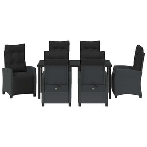 Σέτ φαγητού για κήπο με μαξιλάρι 7 pcs Μαύρο συνθετικό ρατάν - Pakobazaar