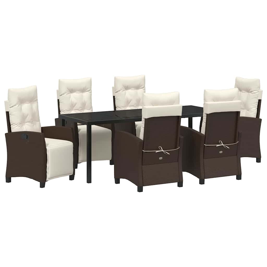 Σέτ φαγητού για κήπο με μαξιλάρι 7 pcs Καφέ συνθετικό ρατάν - Pakobazaar
