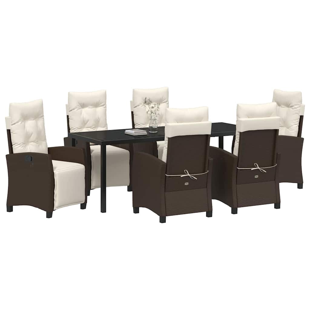Σέτ φαγητού για κήπο με μαξιλάρι 7 pcs Καφέ συνθετικό ρατάν - Pakobazaar