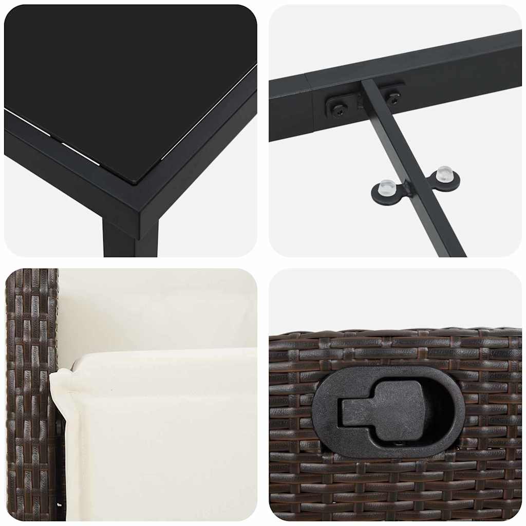 Σέτ φαγητού για κήπο με μαξιλάρι 9 pcs Καφέ συνθετικό ρατάν - Pakobazaar