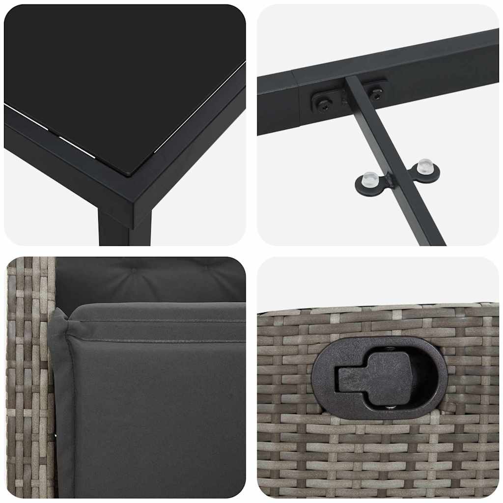 Σέτ φαγητού για κήπο με μαξιλάρι 3 pcs Γκρι συνθετικό ρατάν - Pakobazaar