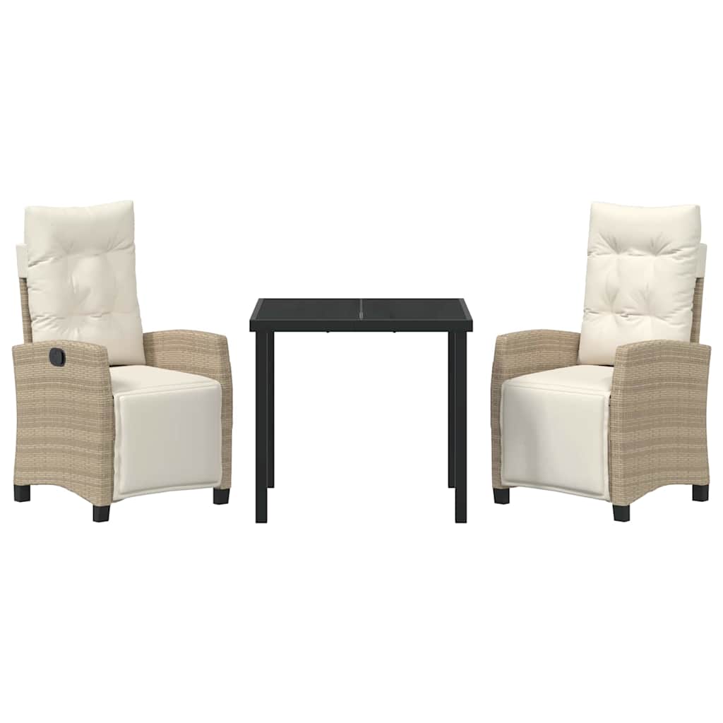 Σέτ φαγητού για κήπο με μαξιλάρι 3 pcs Μπεζ συνθετικό ρατάν