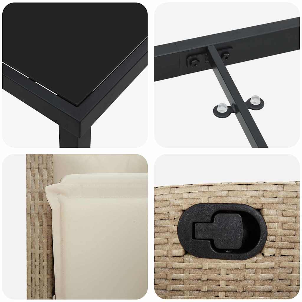 Σέτ φαγητού για κήπο με μαξιλάρι 5 pcs Μπεζ συνθετικό ρατάν - Pakobazaar