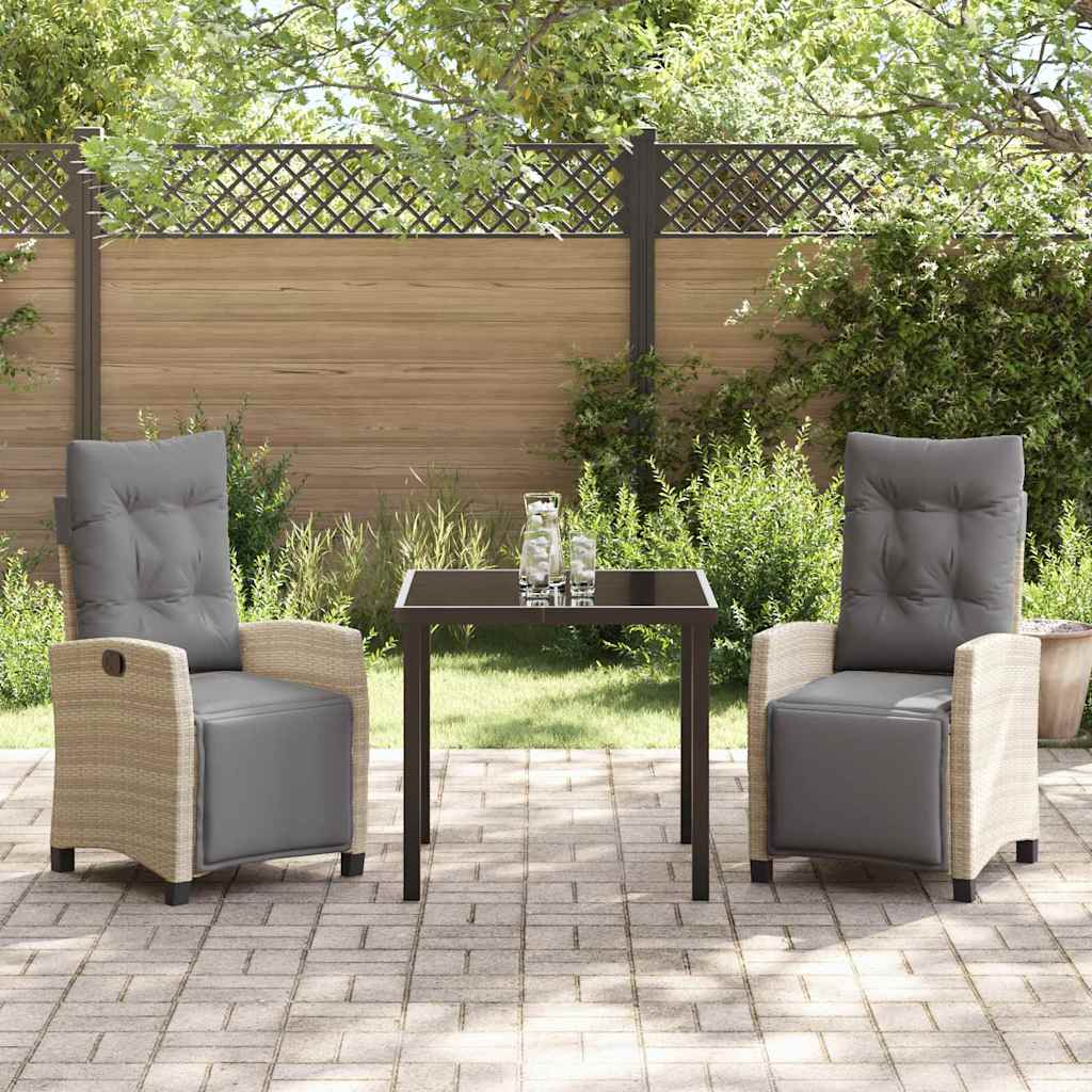 Σέτ φαγητού για κήπο με μαξιλάρι 3 pcs Μπεζ συνθετικό ρατάν