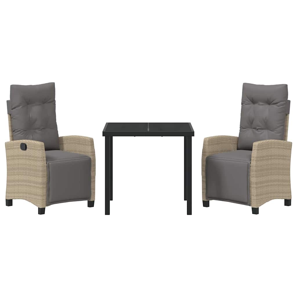 Σέτ φαγητού για κήπο με μαξιλάρι 3 pcs Μπεζ συνθετικό ρατάν