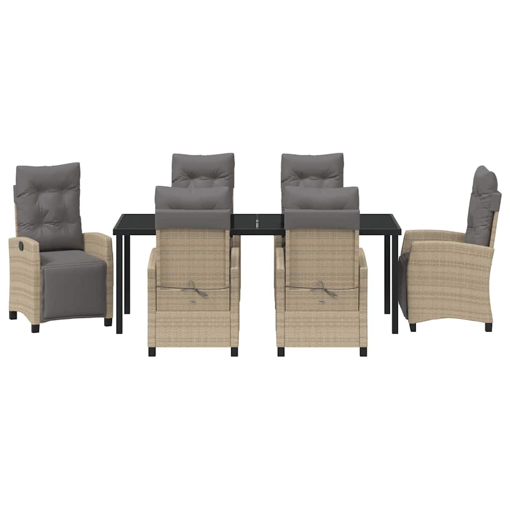 Σέτ φαγητού για κήπο με μαξιλάρι 7 pcs Μπεζ συνθετικό ρατάν - Pakobazaar