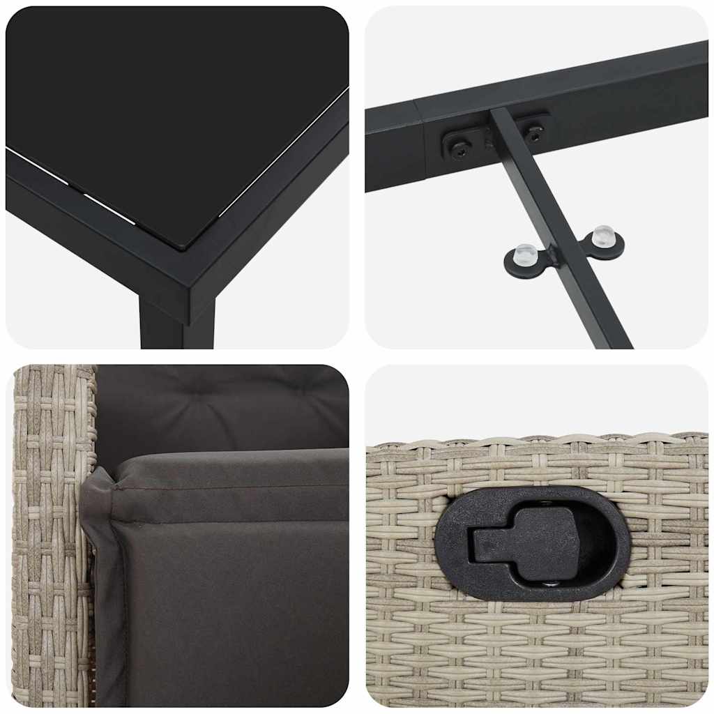 Σέτ φαγητού για κήπο 5 pcs Ανοιχτό γκρι συνθετικό ρατάν