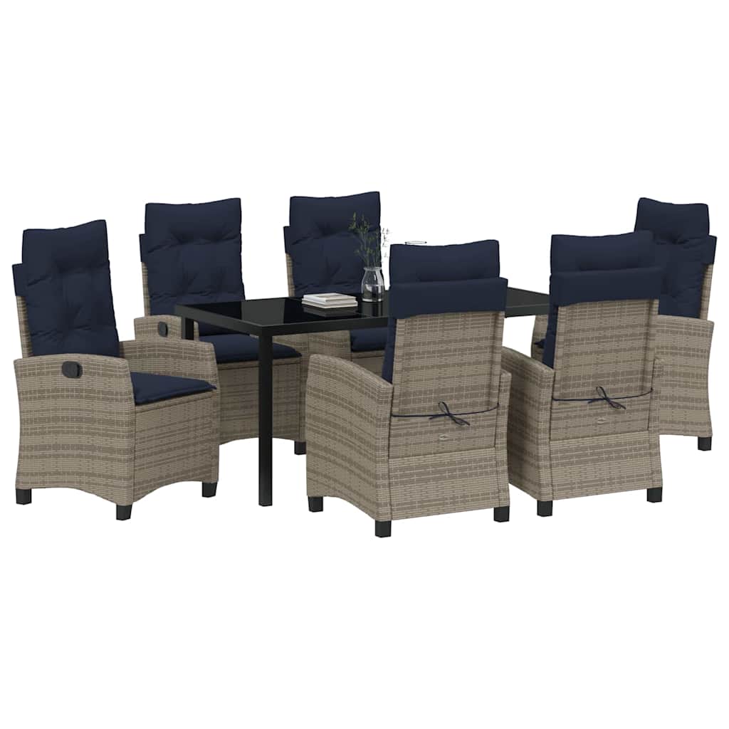 Σέτ φαγητού για κήπο με μαξιλάρι 7 pcs Γκρι συνθετικό ρατάν - Pakobazaar