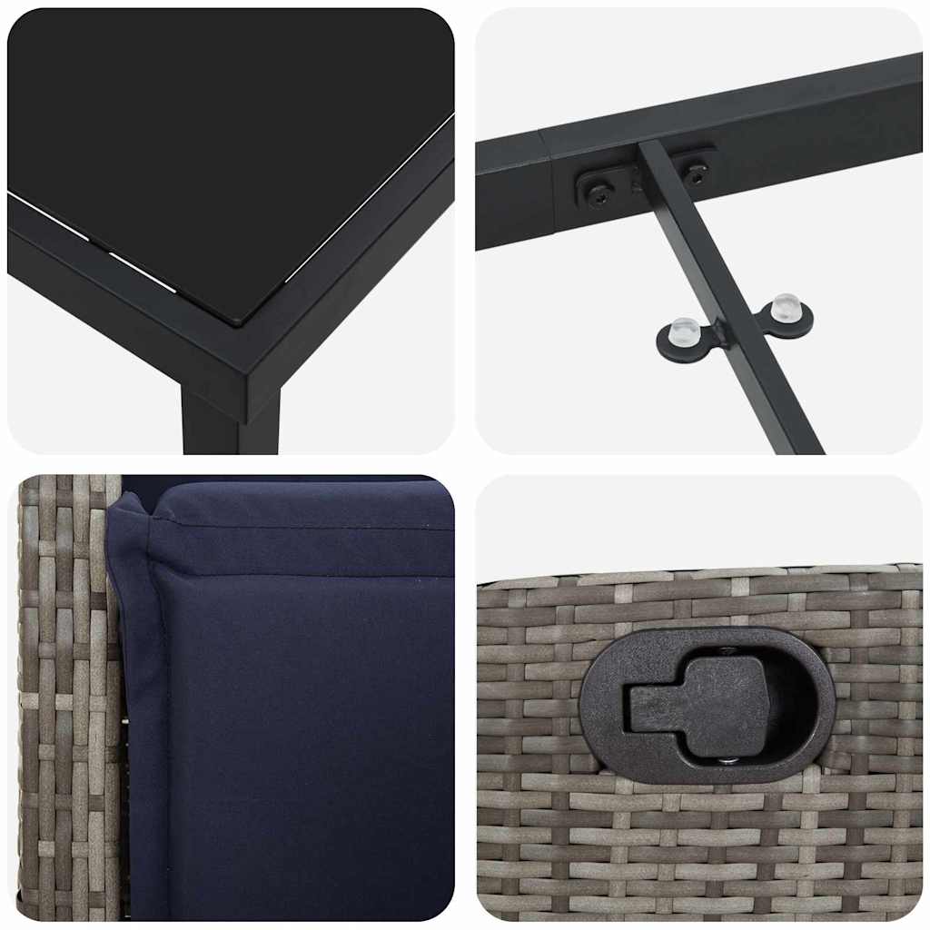 Σέτ φαγητού για κήπο με μαξιλάρι 5 pcs Γκρι συνθετικό ρατάν - Pakobazaar