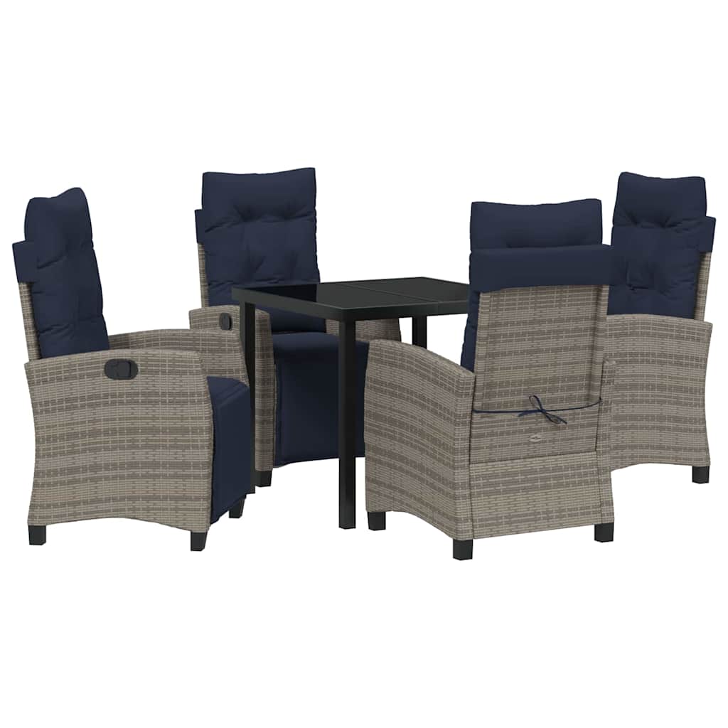 Σέτ φαγητού για κήπο με μαξιλάρι 5 pcs Γκρι συνθετικό ρατάν - Pakobazaar