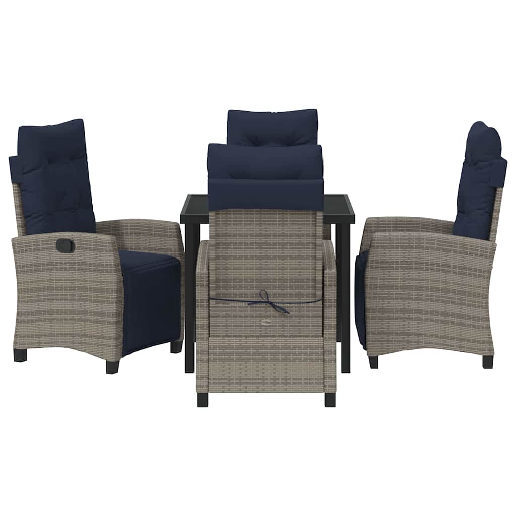 Σέτ φαγητού για κήπο με μαξιλάρι 5 pcs Γκρι συνθετικό ρατάν - Pakobazaar