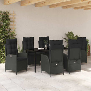 Σέτ φαγητού για κήπο με μαξιλάρι 7 pcs Μαύρο συνθετικό ρατάν - Pakobazaar