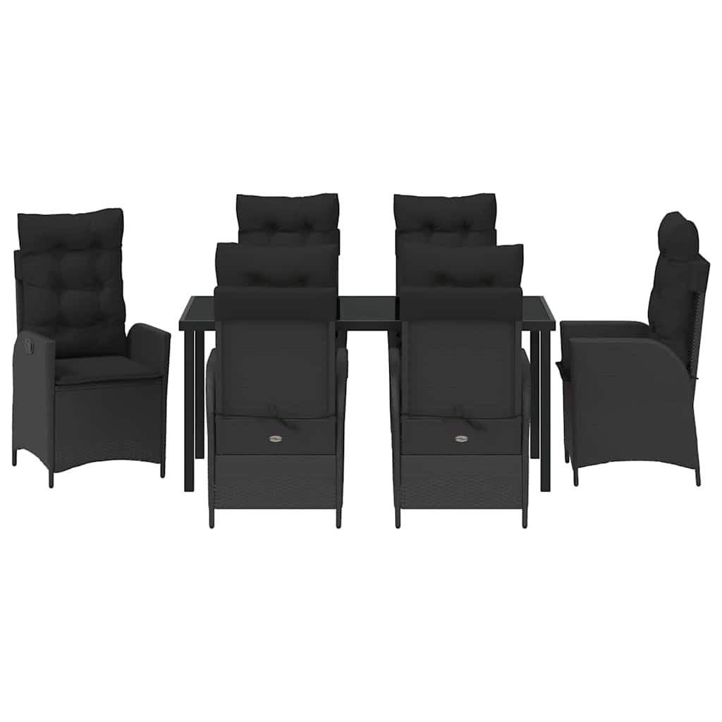 Σέτ φαγητού για κήπο με μαξιλάρι 7 pcs Μαύρο συνθετικό ρατάν - Pakobazaar