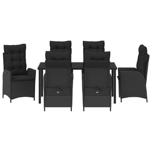 Σέτ φαγητού για κήπο με μαξιλάρι 7 pcs Μαύρο συνθετικό ρατάν - Pakobazaar