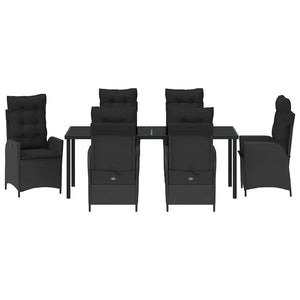 Σέτ φαγητού για κήπο με μαξιλάρι 7 pcs Μαύρο συνθετικό ρατάν - Pakobazaar