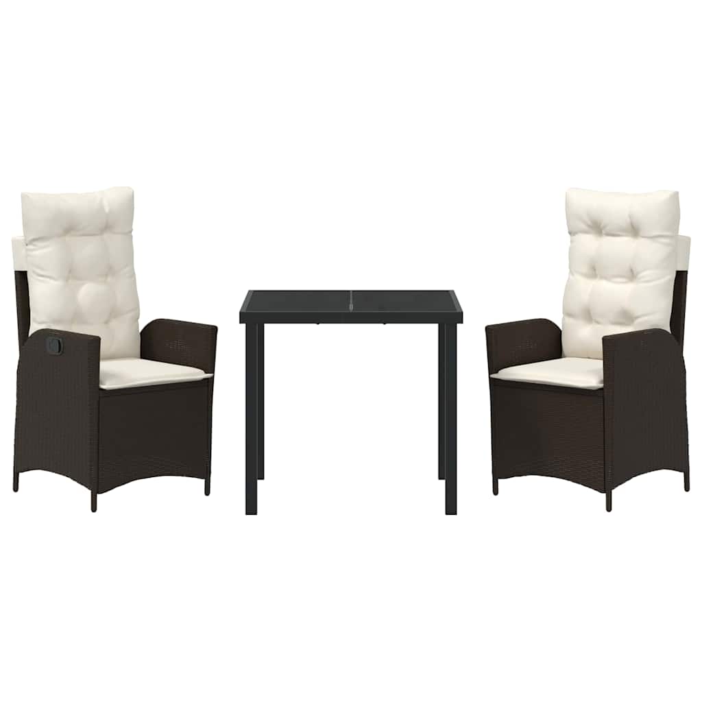 Σέτ φαγητού για κήπο με μαξιλάρι 3 pcs Καφέ συνθετικό ρατάν - Pakobazaar