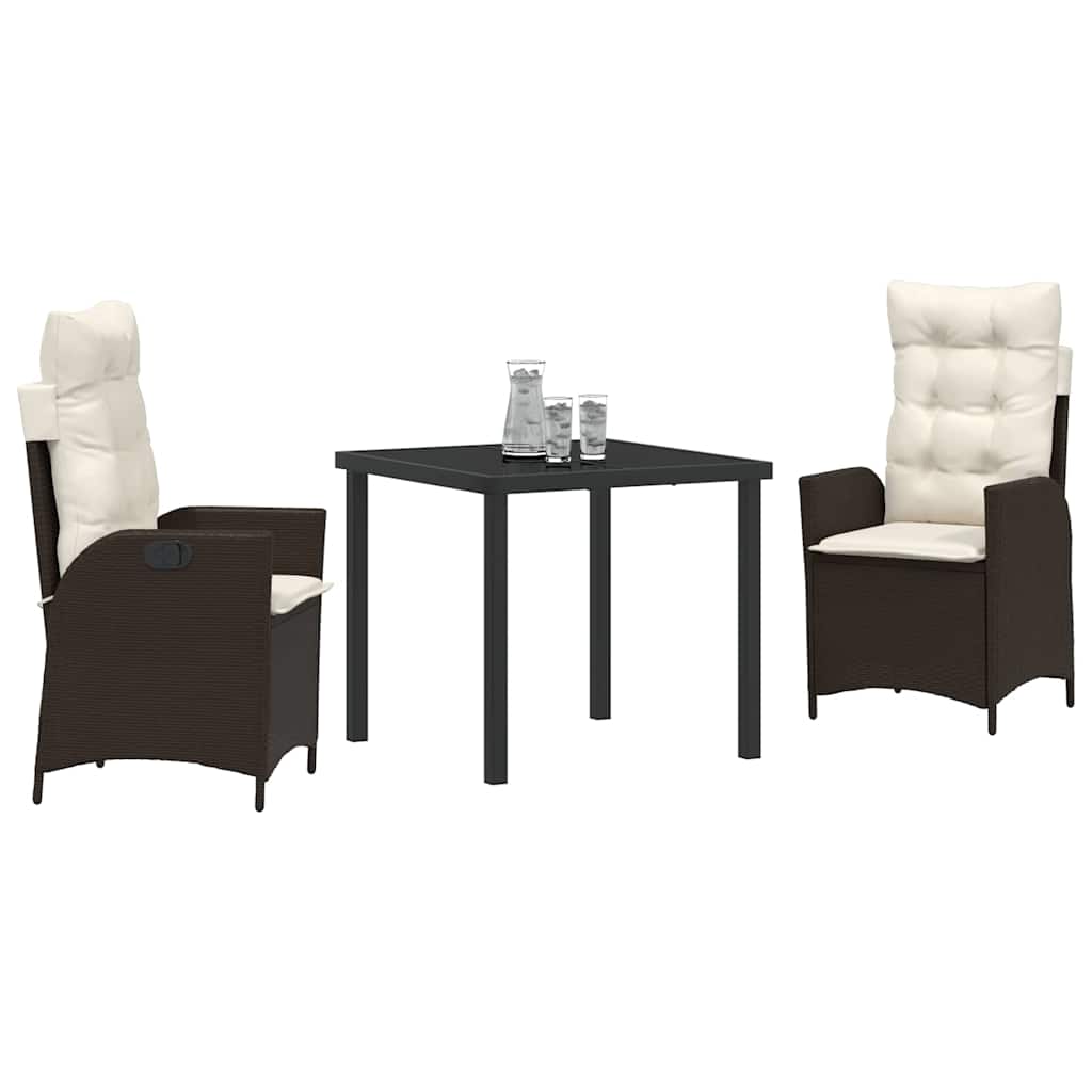 Σέτ φαγητού για κήπο με μαξιλάρι 3 pcs Καφέ συνθετικό ρατάν - Pakobazaar